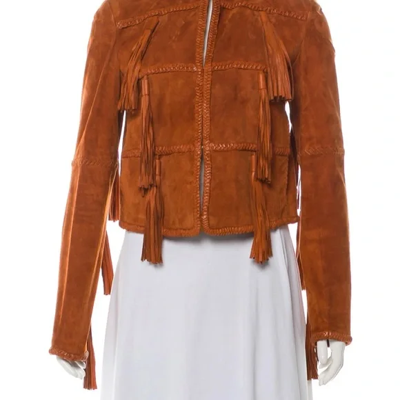 NWT Rust Rachel Zoe Suede Tassel Cropped Jacket 10 - Picture 5 of 6